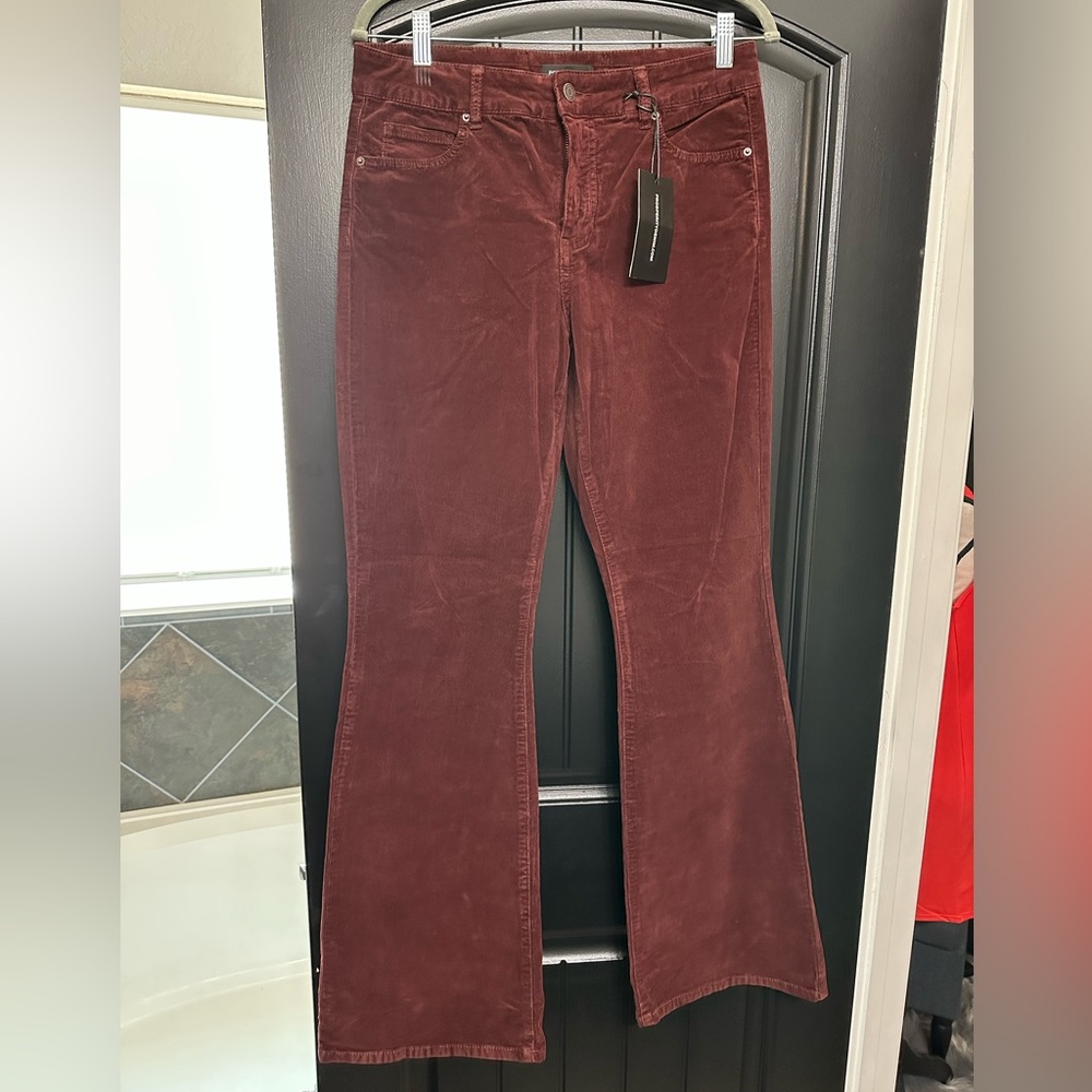 Burgundy Prosperity brand Corduroy Flare with corset tie Waist
